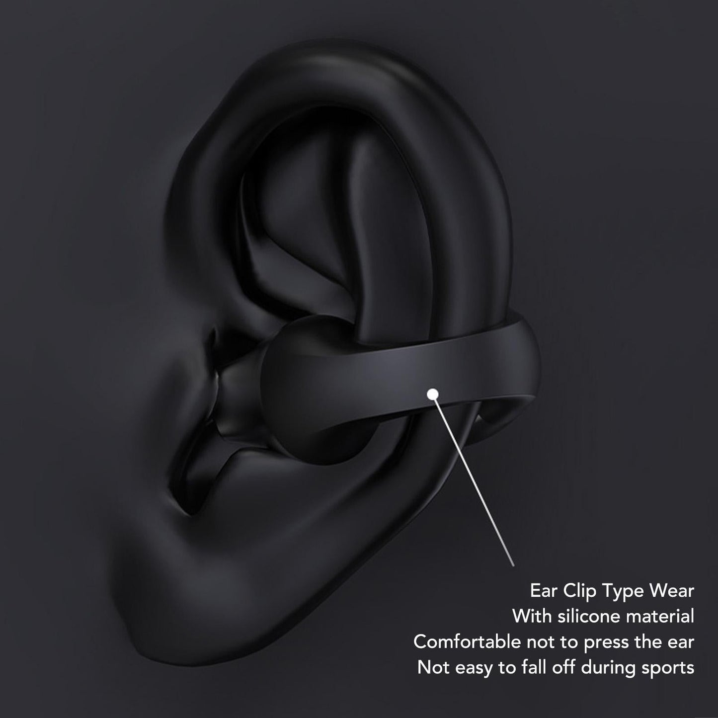 Open Ear Bluetooth Earbuds HiFi Noise Cancelling Waterproof Clip On Wireless Earphone for Cycling Driving Sports