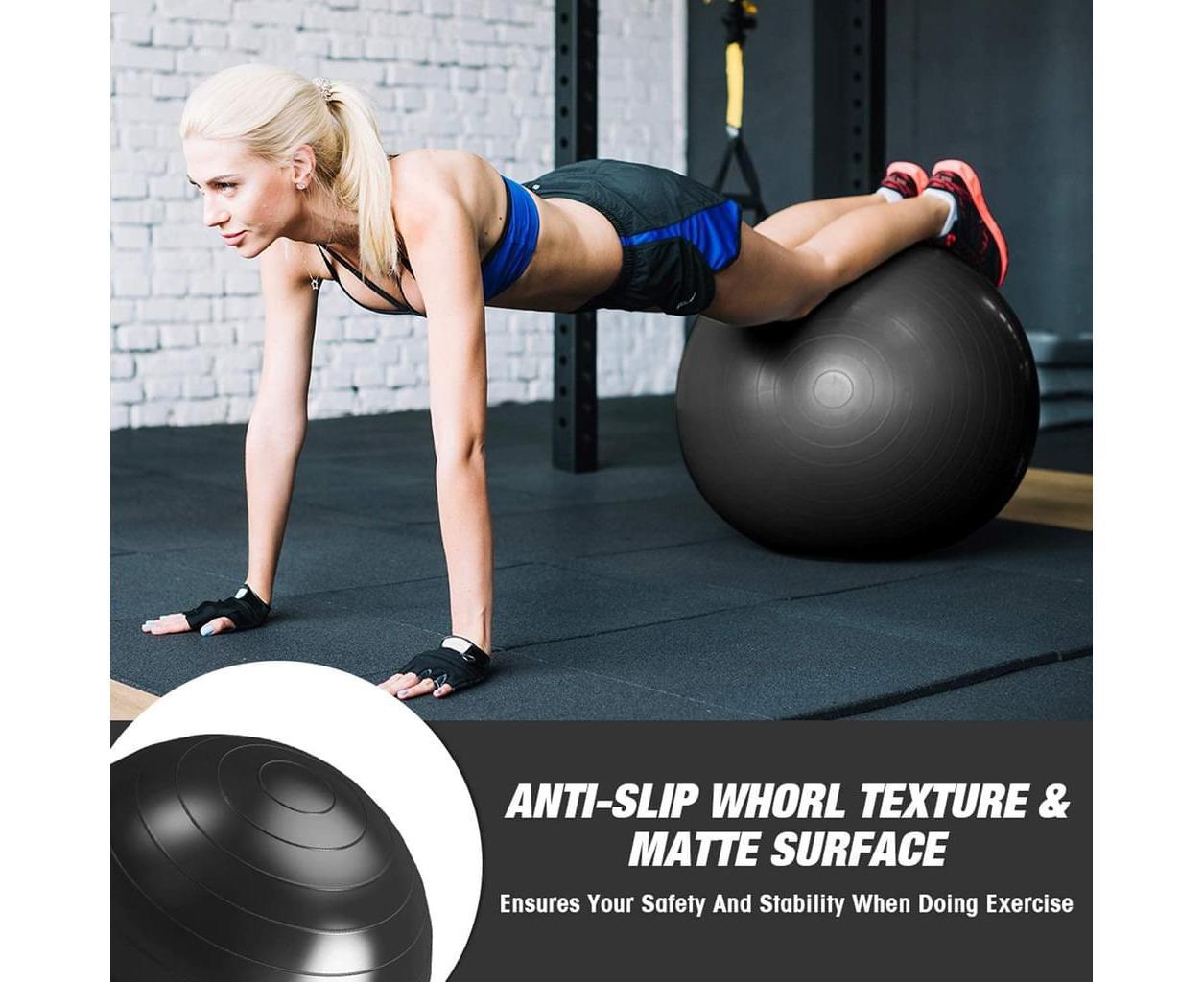 Anti-Burst Exercise Ball, Fitness & Yoga Ball Supports with Quick Pump for Gym, Chair - Diameter 65 cm