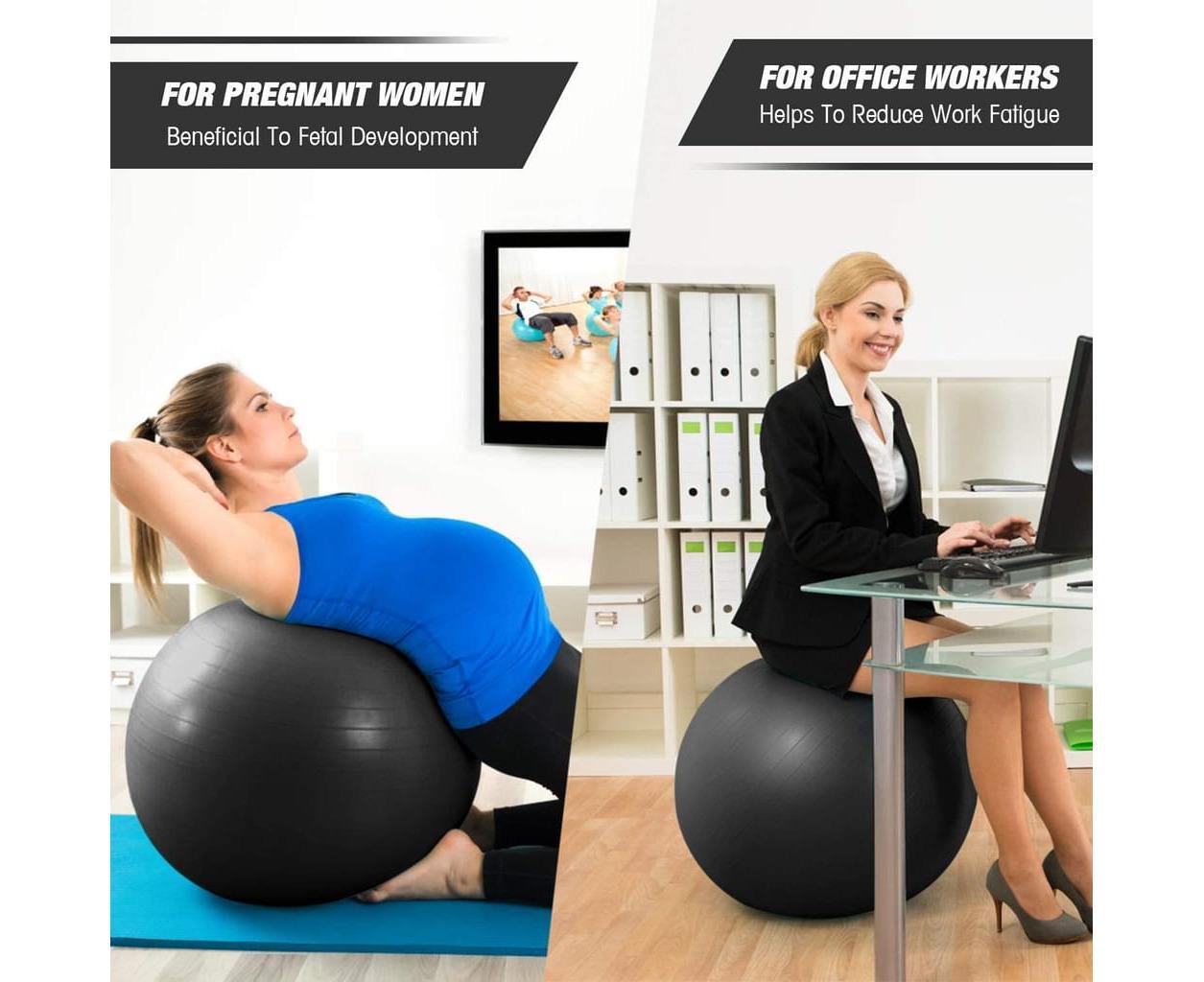Anti-Burst Exercise Ball, Fitness & Yoga Ball Supports with Quick Pump for Gym, Chair - Diameter 65 cm