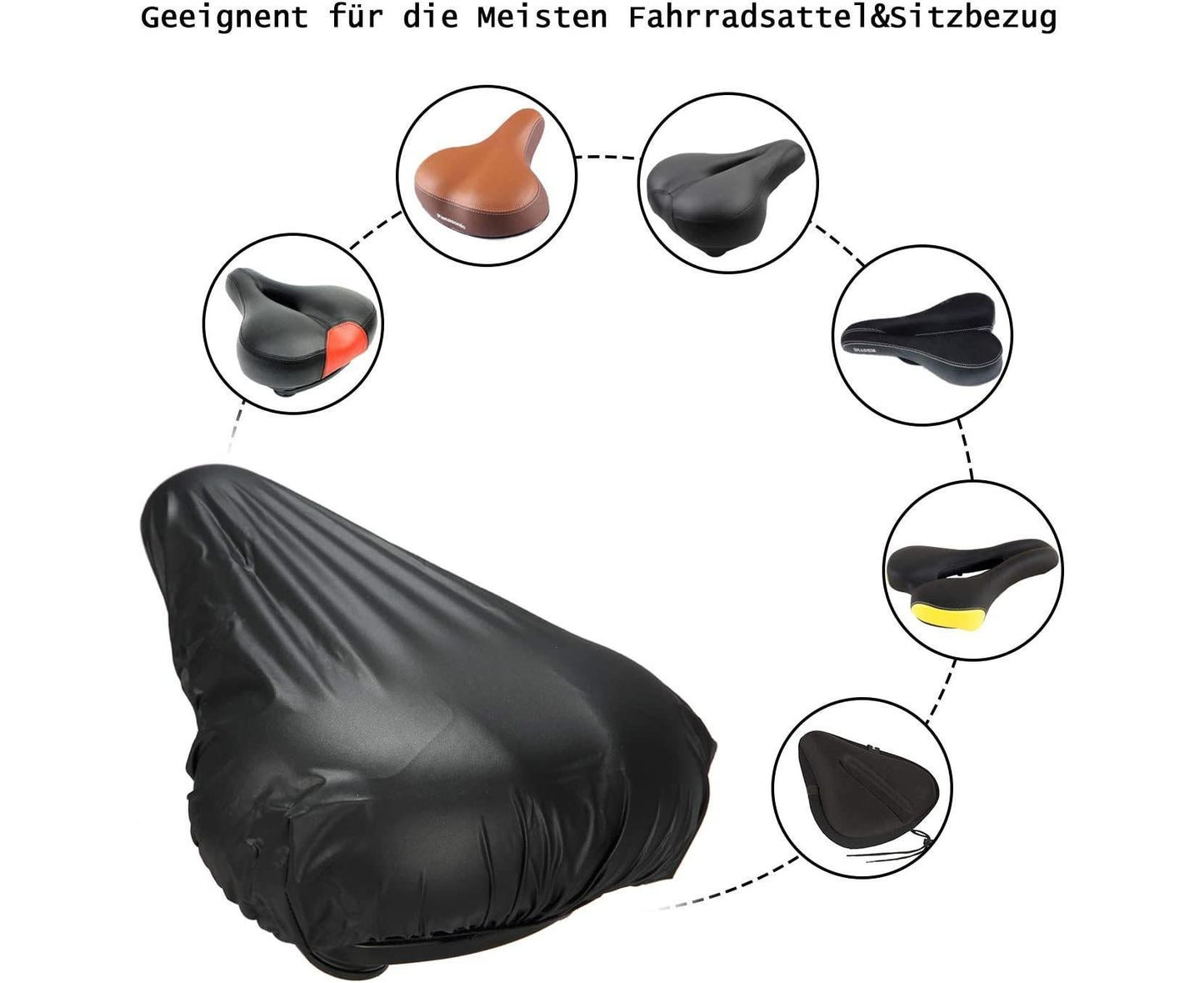 Bicycle Seat Cover, 2pcs Saddle Pad Bicycle, Elastic Waterproof Bicycle Saddle Cover (Black)