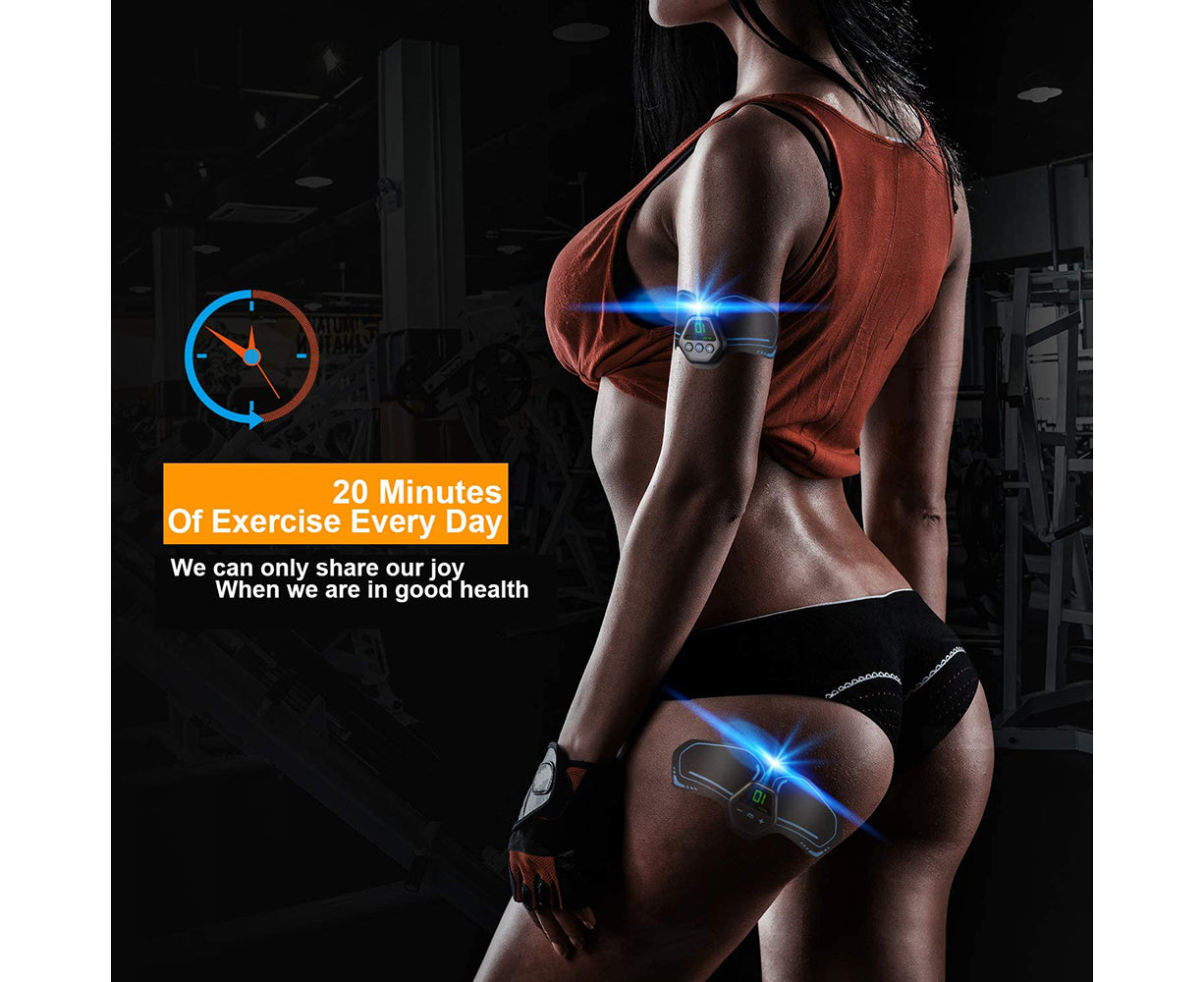 Muscle Toner Abdominal Toning Belt ABS Toner Body Muscle Trainer Wireless Portable Unisex Fitness Training Gear - Red