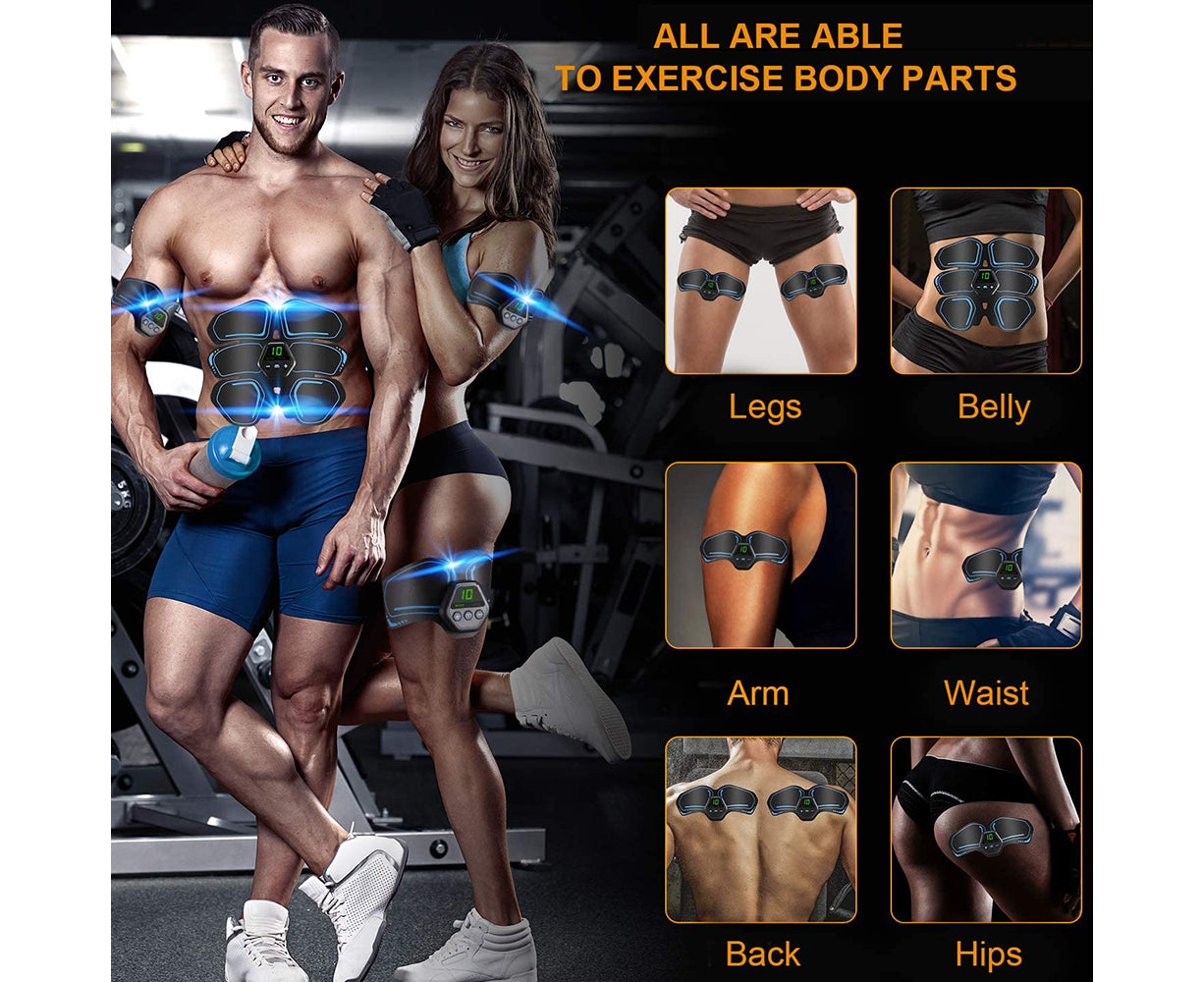 Muscle Toner Abdominal Toning Belt ABS Toner Body Muscle Trainer Wireless Portable Unisex Fitness Training Gear - Red