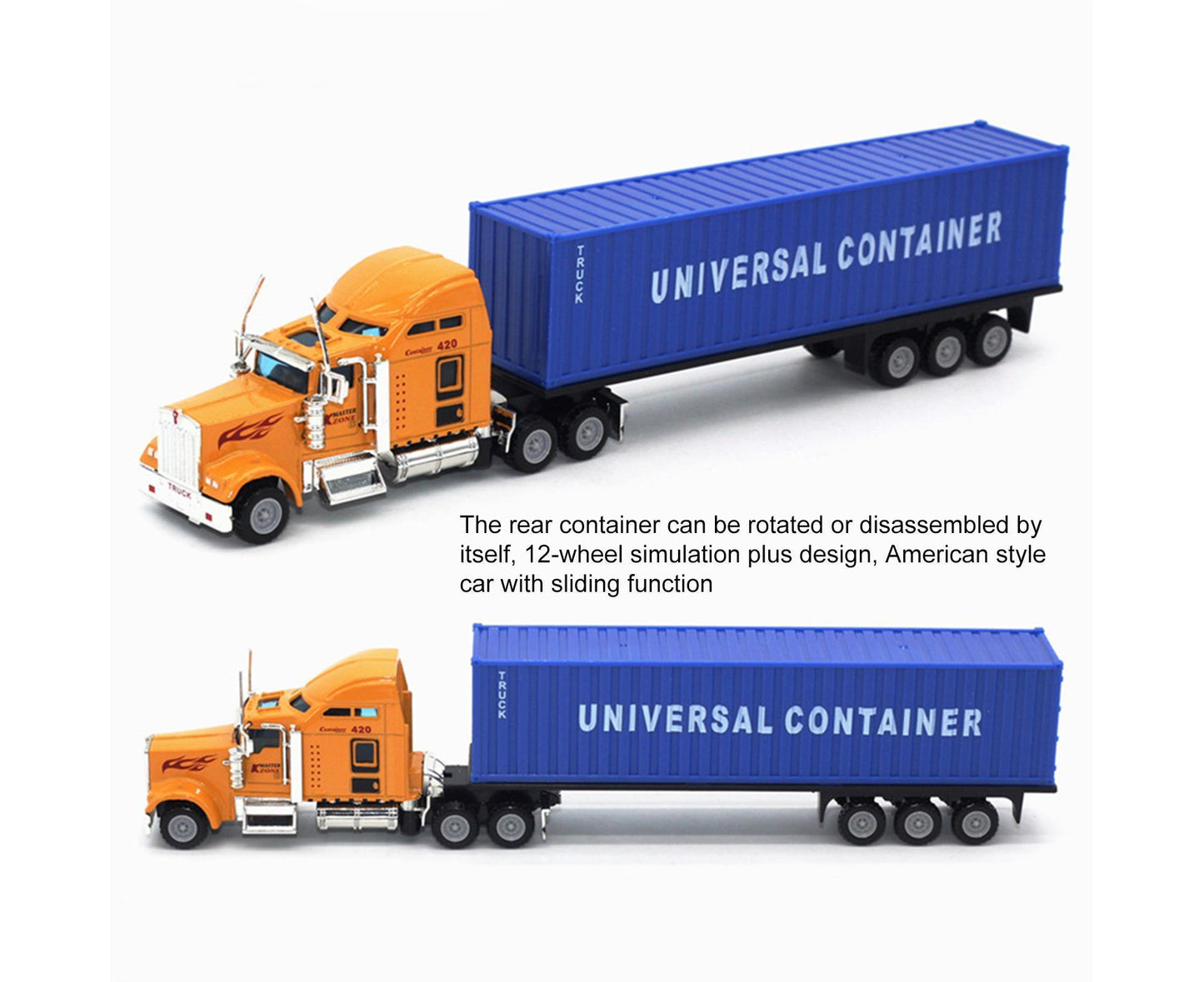 1:65 Alloy Truck Model Realistic Simulated Detailed American Super Long Transport Truck Model for Adults