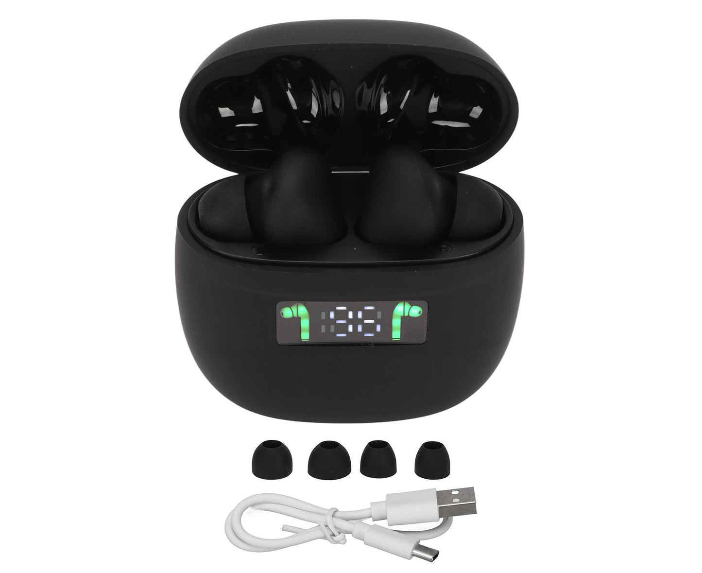 Language Translator Earbuds Support 144 Languages Online Translation Wireless Translator Device with Digital Display Black