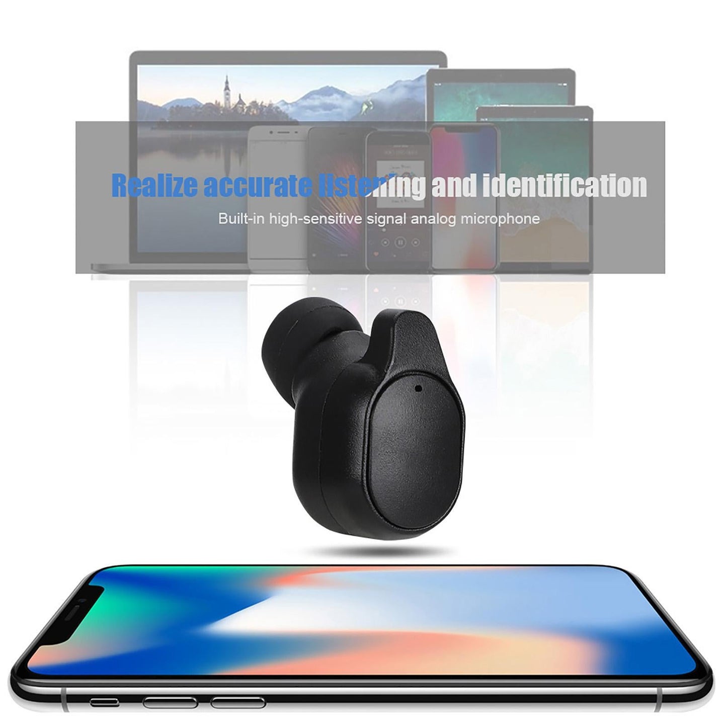 Smart Wireless Bluetooth 5.0 Single Ear Translation Headset Earphone with Charging Box