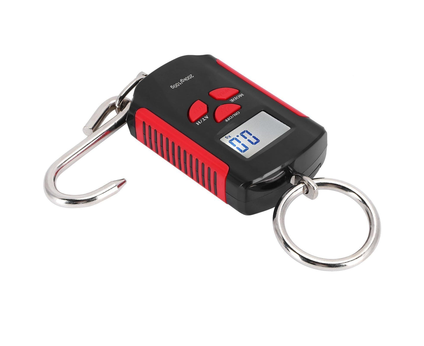 Portable Electronic Hanging Scale Digital LCD Backlit Display kg/lb/JIN 200KG W/HookRed Frame