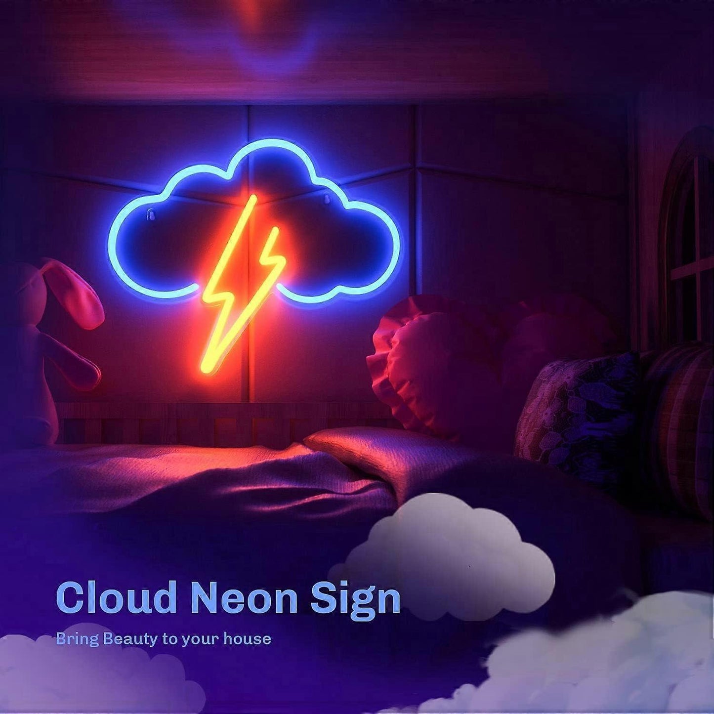 Neon Sign Acrylic Cloud Neon Battery or USB Powered Neon LED Wall Decor Neon Sign for Bedroom