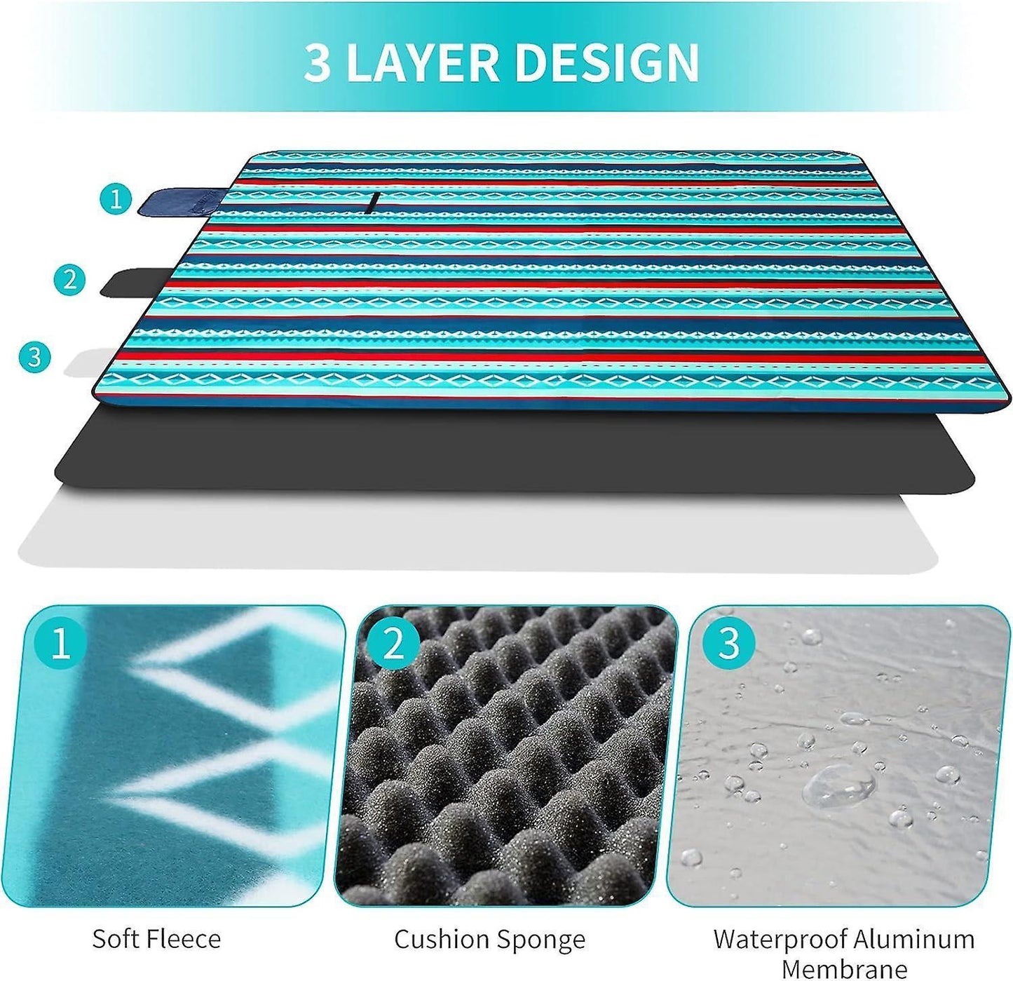 Picnic blanket waterproof picnic beach carpet pattern