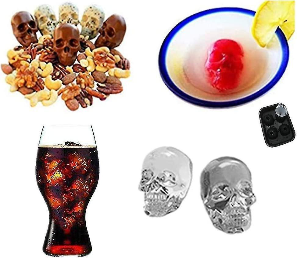 3d Skull Ice Tray Skull Silicone Moulds Skull Flexible Silicone Ice Cube Mould