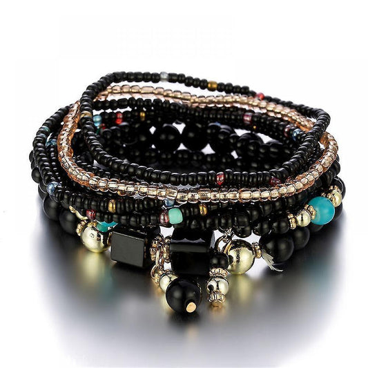 1 Pcs Bohemian Stackable Bead Bracelets, Women's Stretch Multilayer Crystal Beaded Lucky Protection Evil Eye Bracelet Set