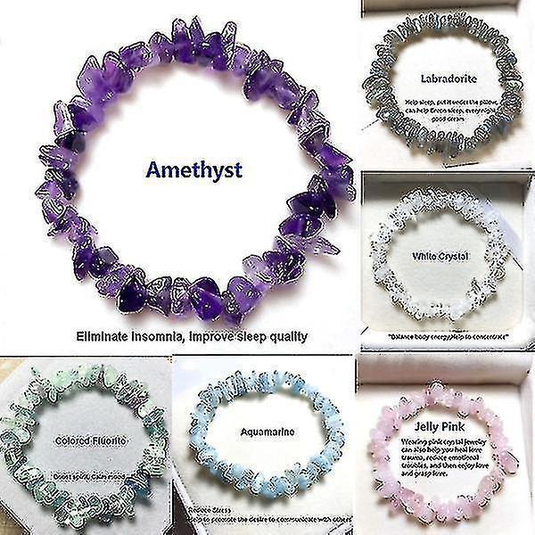 20+ Colors Natural Crystal Chakra Bracelet Natural Gem Chip Jewelry Bracelet Amethyst Black Onyx Ruby Yellow Crystal Clear Crystal Aquamarine Green