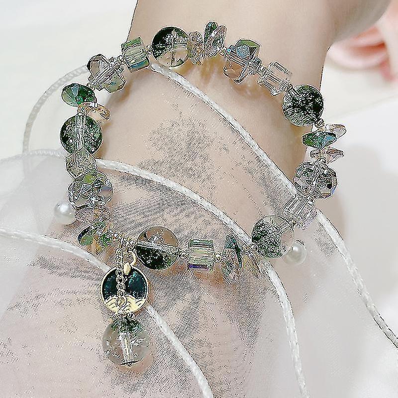 Chinese Ancient Style Promises Like A Mountain Heavy Friendship Chain Forest Small Fresh Green Crystal Bracelet Girl Gift Girlfriend Jewelry Jewelry