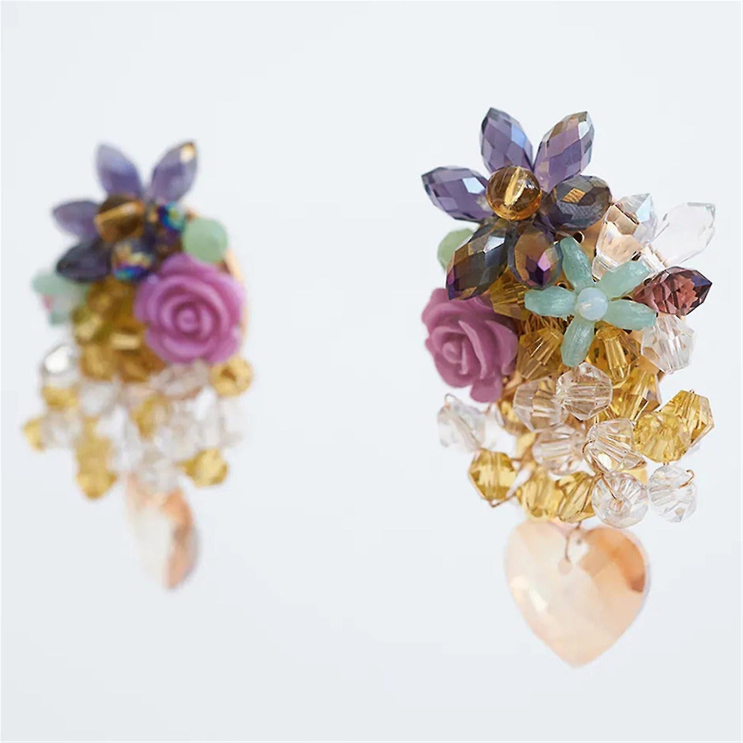 Creative Crystal Flower Beaded Earrings Eardrop Pendant Earrings For Women Girl Jewelry Gift