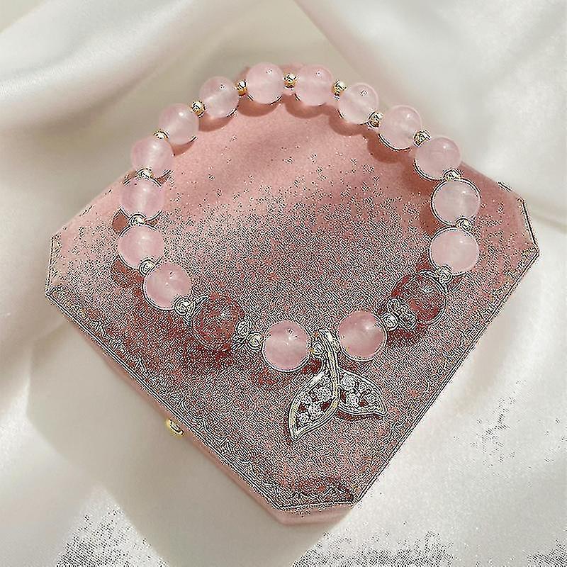 Jcsw Diamond-studded Fishtail Strawberry Crystal Bracelet, Sweet And Cold Temperament Simple Bracelet