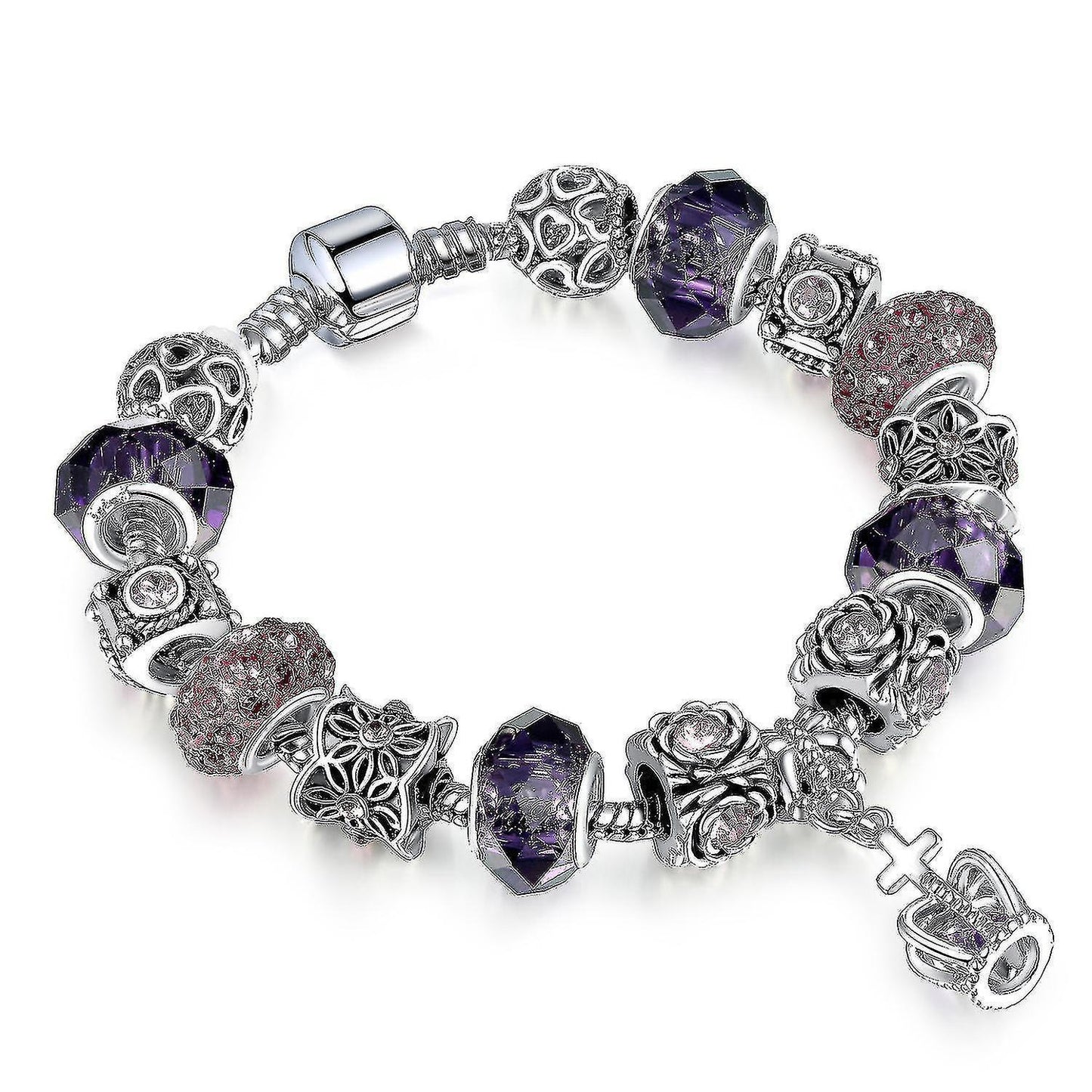 Purple Crystal Beads Women Bracelet Diy Gift