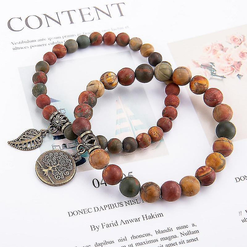 Th Bracelets For Women - Healing Crystals Bracelet Women Natural Gemstones Yoga Reiki Bangle- Set Of Double Bracelets(2 Pcs, Brown)