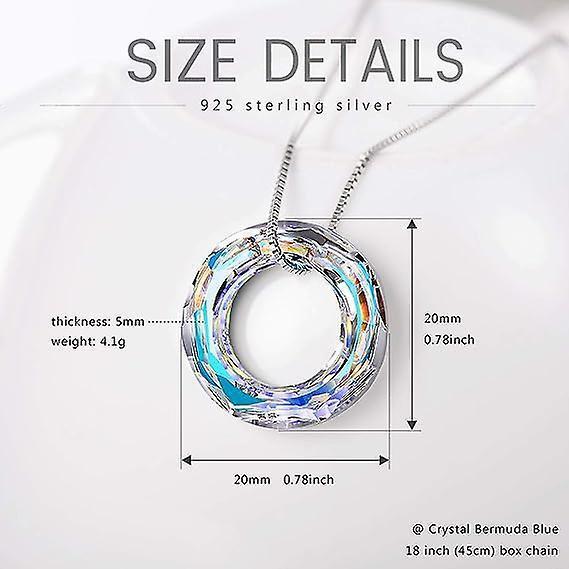926 Sterling Silver Circle Necklace With Austrian Crystal, Jewelry For Women Teen Girls