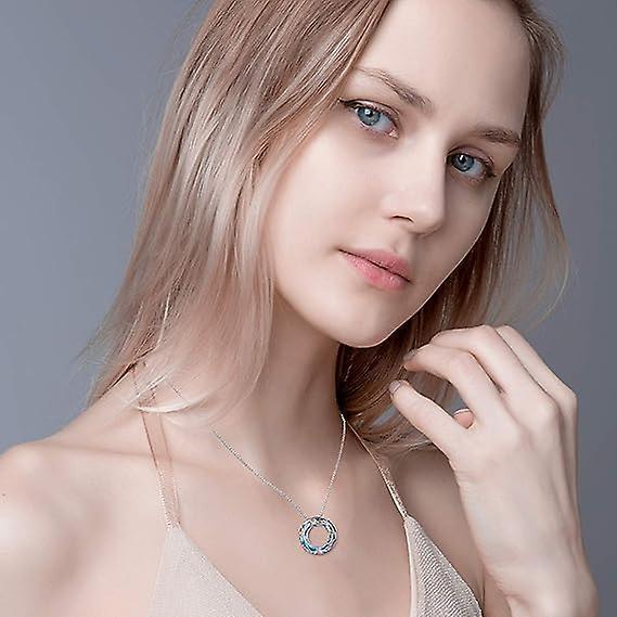 926 Sterling Silver Circle Necklace With Austrian Crystal, Jewelry For Women Teen Girls