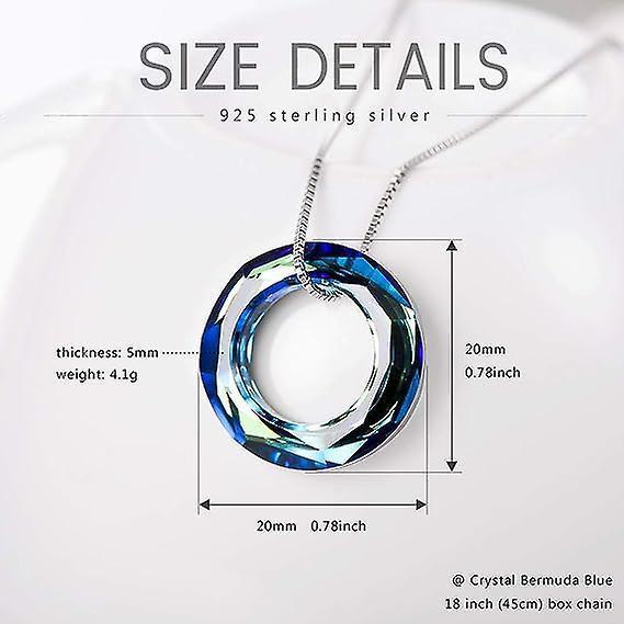 927 Sterling Silver Circle Necklace With Austrian Crystal, Jewelry For Women Teen Girls