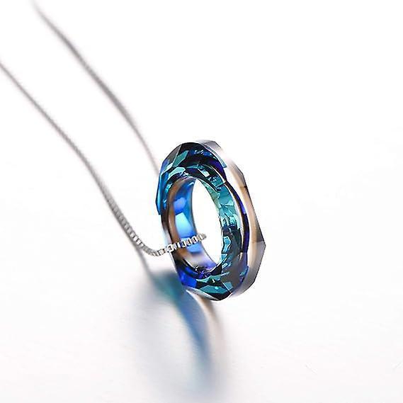 927 Sterling Silver Circle Necklace With Austrian Crystal, Jewelry For Women Teen Girls
