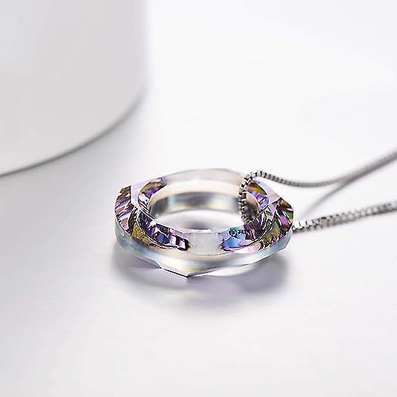 928 Sterling Silver Circle Necklace With Austrian Crystal, Jewelry For Women Teen Girls