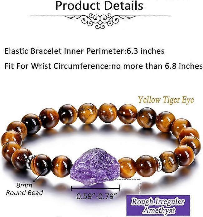 Amethyst Crystal Beaded Bracelet for Women,Natural Gem Semi Precious Reiki Healing Crystal Energy Quartz Bracelet,Handmade 8mm Round Stone Beads Stret