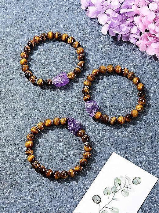 Amethyst Crystal Beaded Bracelet for Women,Natural Gem Semi Precious Reiki Healing Crystal Energy Quartz Bracelet,Handmade 8mm Round Stone Beads Stret