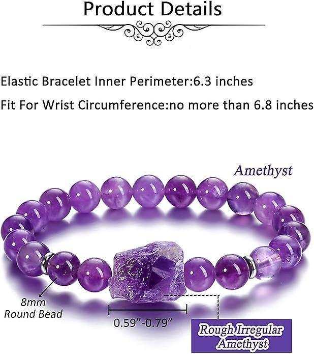 Amethyst Crystal Beaded Bracelet For Women,natural Gem Semi Precious Reiki Healing Crystal Energy Quartz Bracelet,handmade 8mm Round Stone Beads Stret