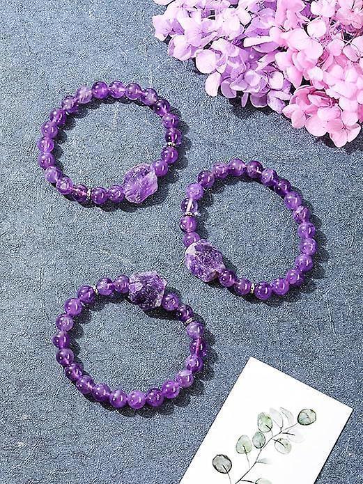 Amethyst Crystal Beaded Bracelet For Women,natural Gem Semi Precious Reiki Healing Crystal Energy Quartz Bracelet,handmade 8mm Round Stone Beads Stret