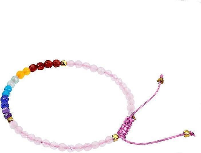 Beads Bracelets Faceted Stone 7 Chakra 4mm Healing Crystal Bracelet Adjustable Handmade Jewelry for Women