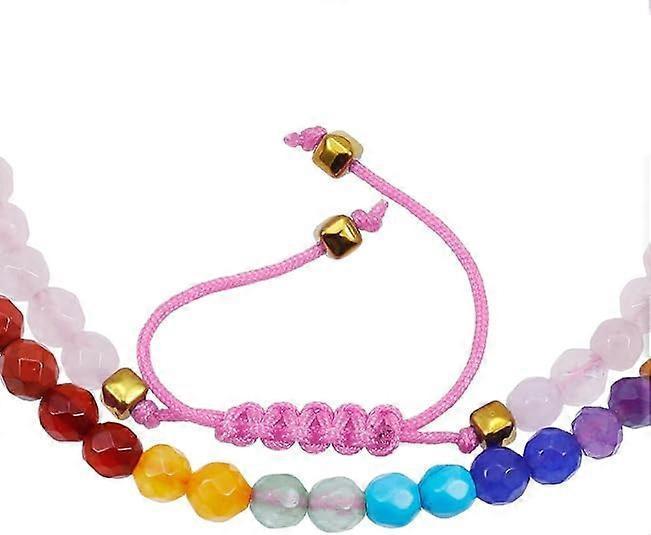 Beads Bracelets Faceted Stone 7 Chakra 4mm Healing Crystal Bracelet Adjustable Handmade Jewelry for Women