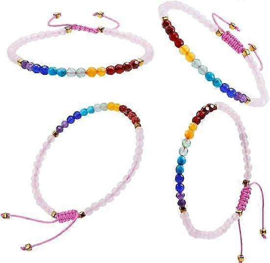 Beads Bracelets Faceted Stone 7 Chakra 4mm Healing Crystal Bracelet Adjustable Handmade Jewelry for Women