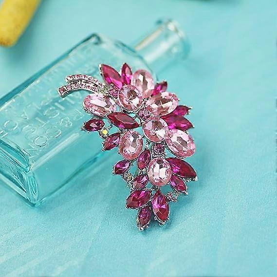 Created Crystal Fashion Brooch Pin Wedding Feather Brooches for Women-Rosered