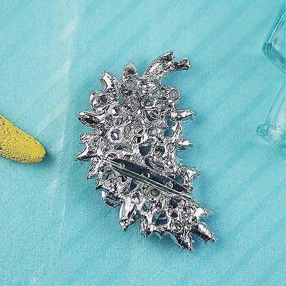 Created Crystal Fashion Brooch Pin Wedding Feather Brooches for Women-Rosered