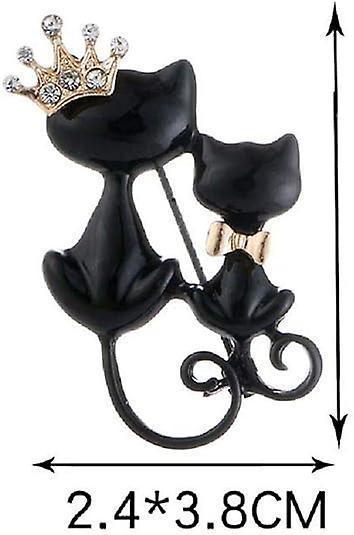 Crystal Rhinestone Kitty Cat Brooch & Pin Double Kittens Cute Brooches Jewelry Accessories For Women