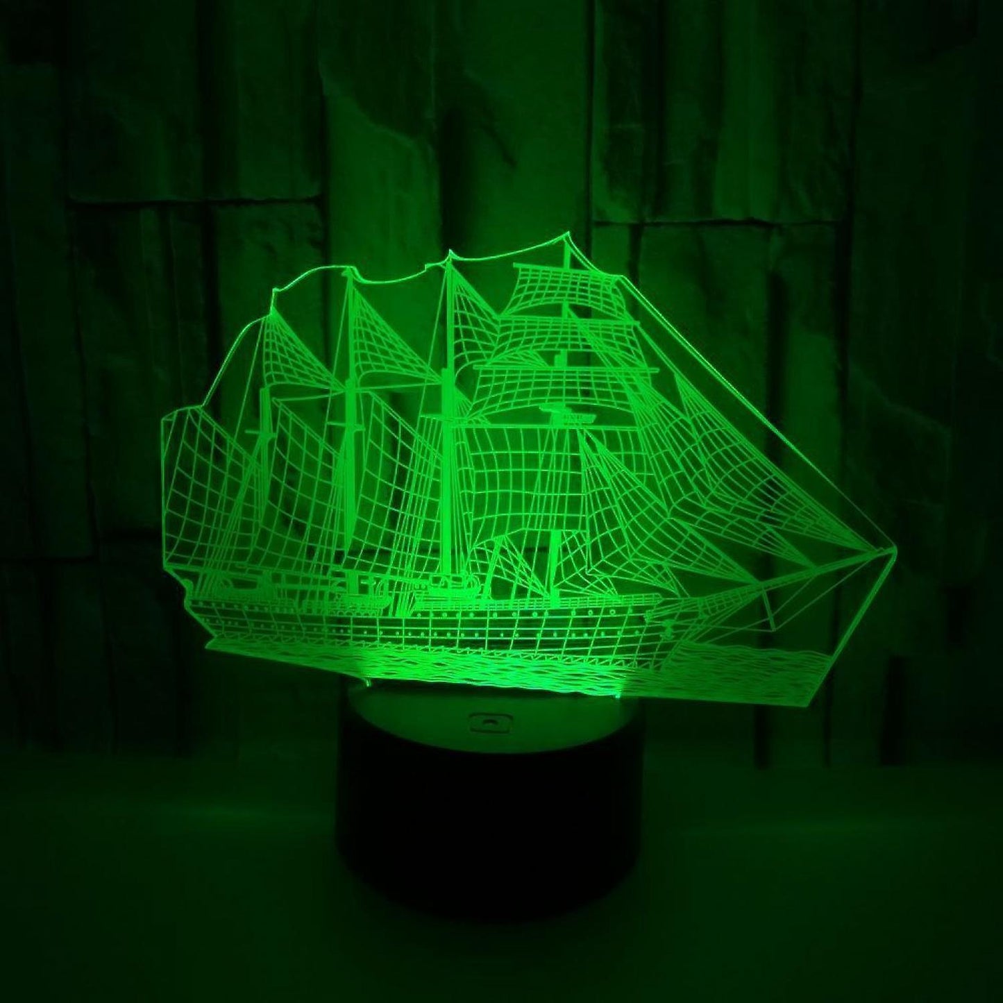 3D Illusion Sailboat LED Night Light 7 Colors Grad