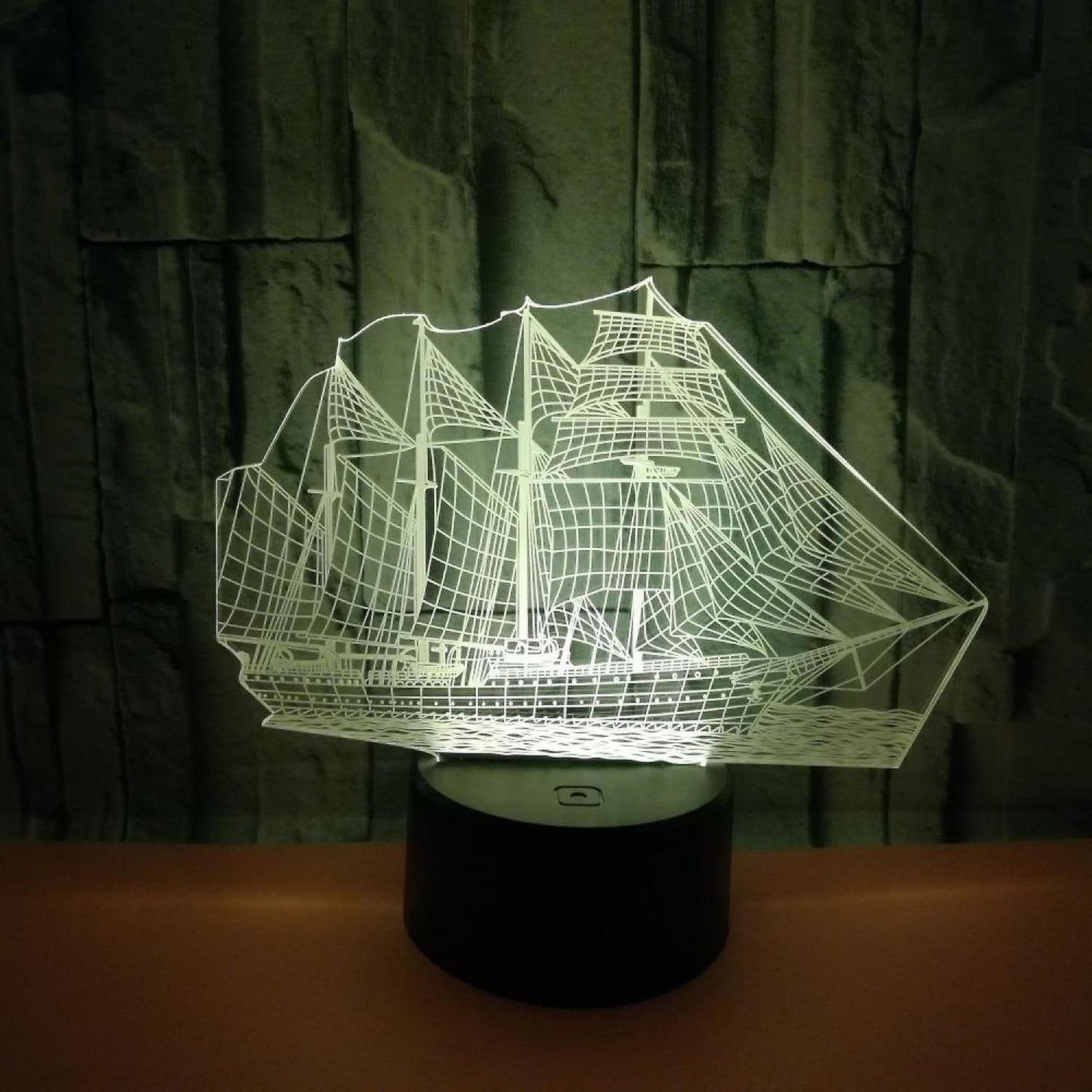 3D Illusion Sailboat LED Night Light 7 Colors Grad