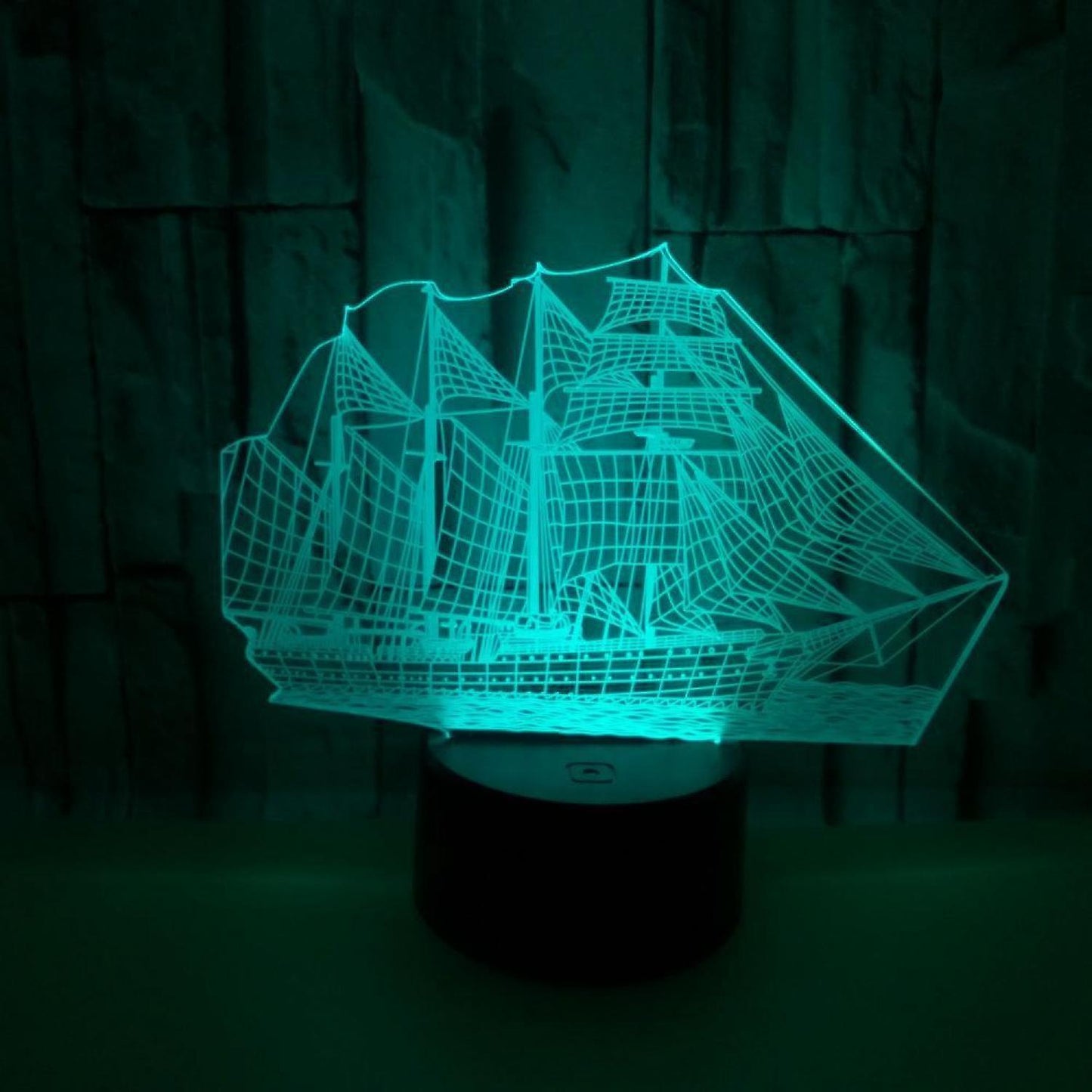 3D Illusion Sailboat LED Night Light 7 Colors Grad
