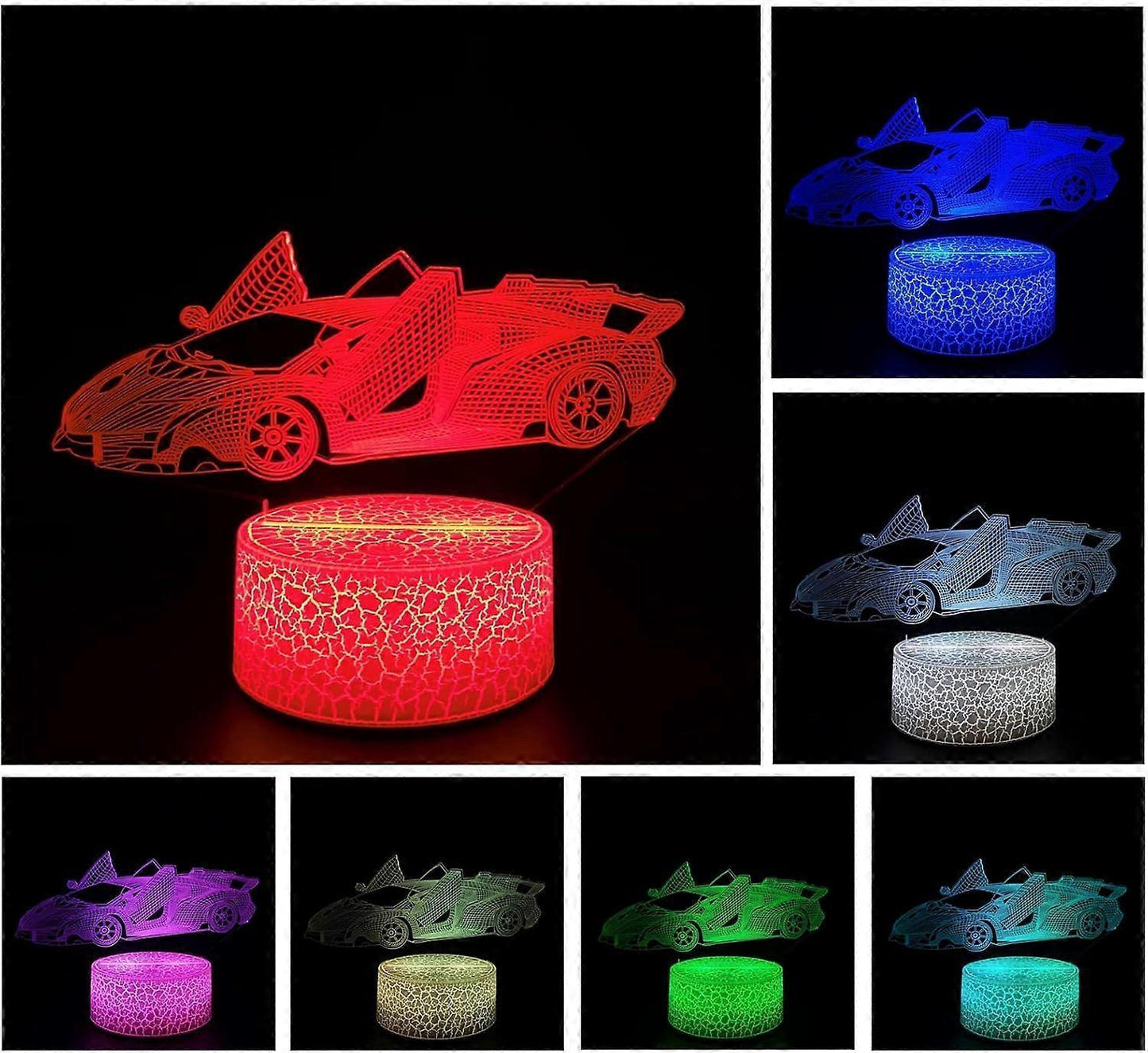 3D Optical Illusion Night Light Visual Creative LED Desk Lamp Remote and Touch Control 7 or 16 Color Changes USB Powered
