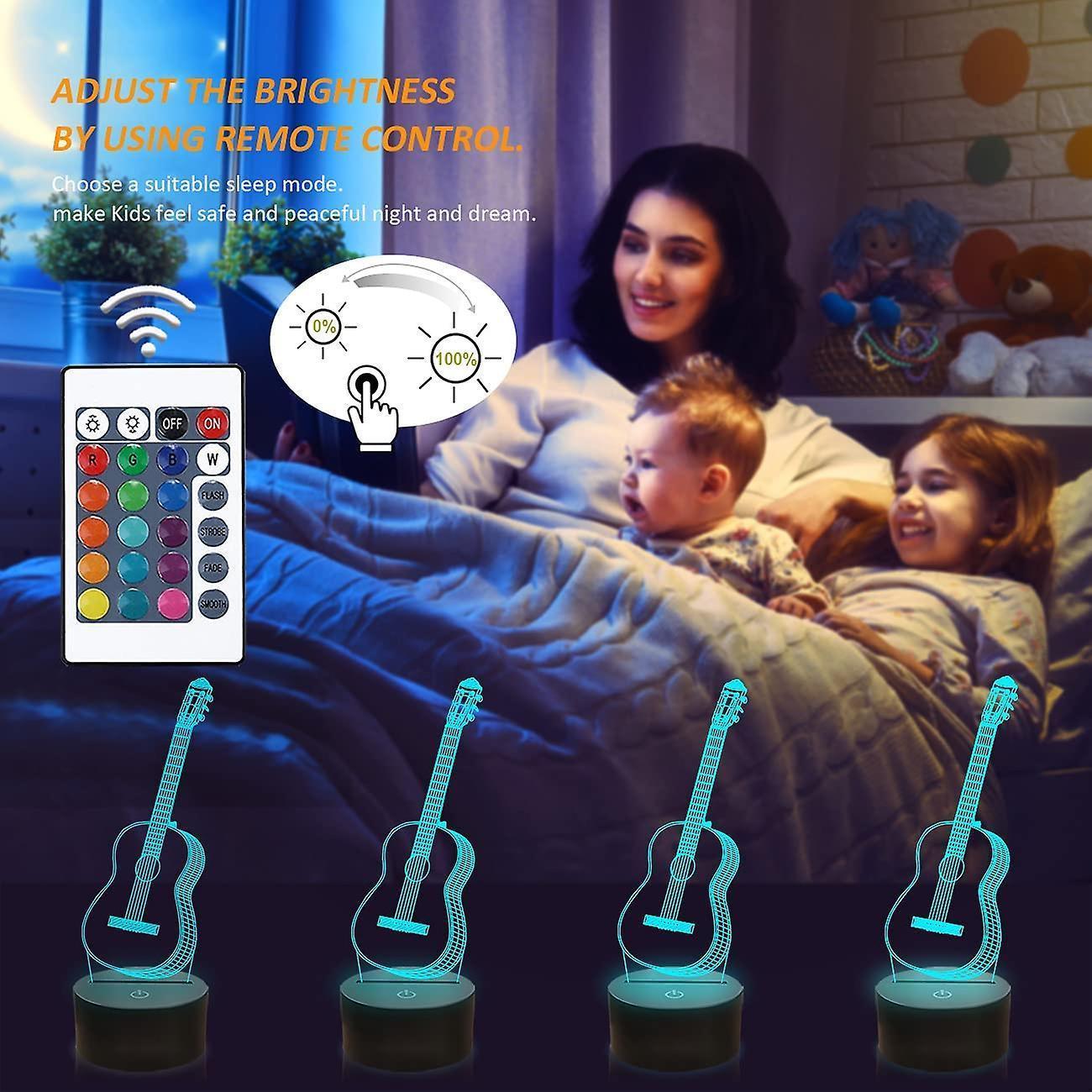 3D Night Light Guitar Gifts for Music Lovers, 3D Illusion Lamp with Remote Gift