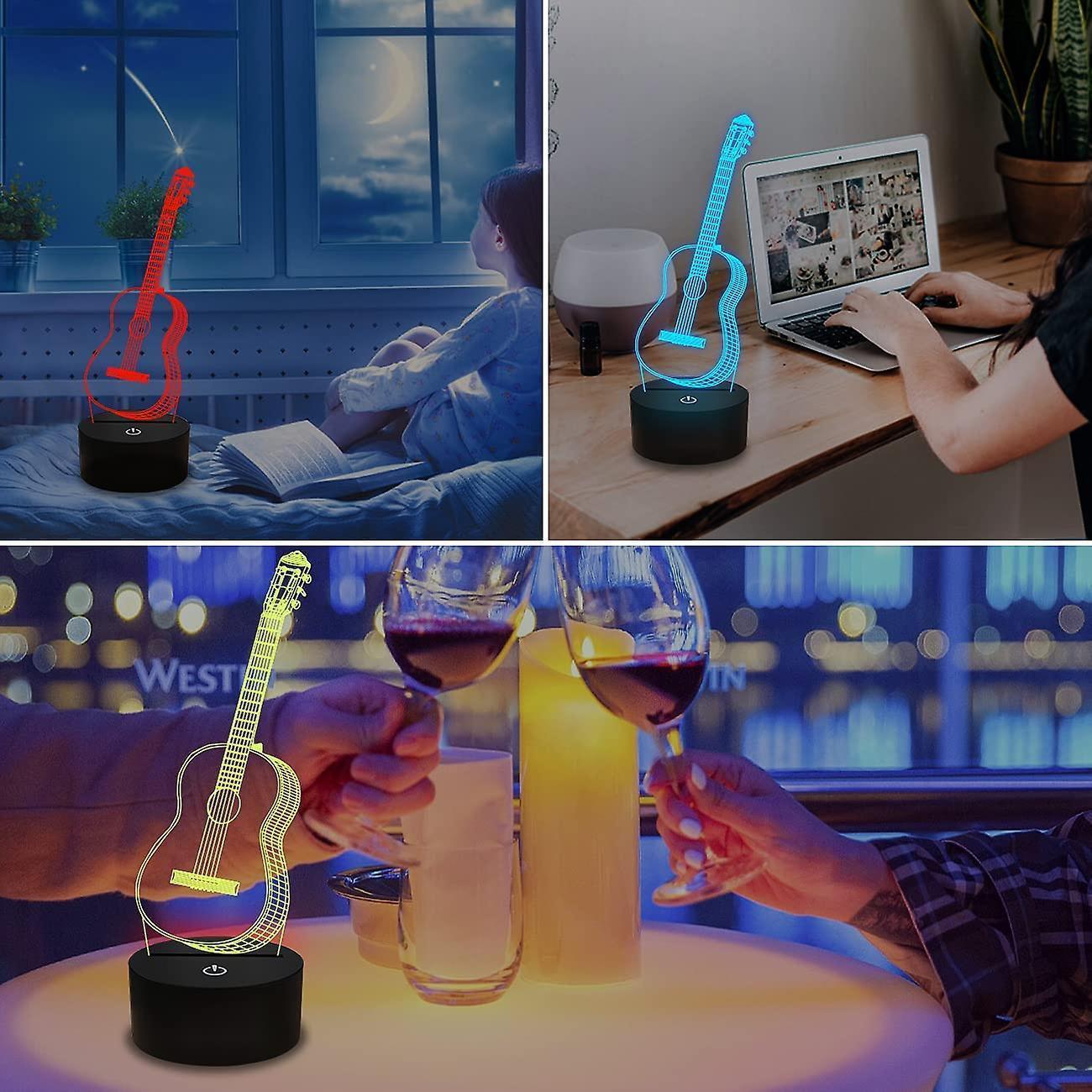 3D Night Light Guitar Gifts for Music Lovers, 3D Illusion Lamp with Remote Gift