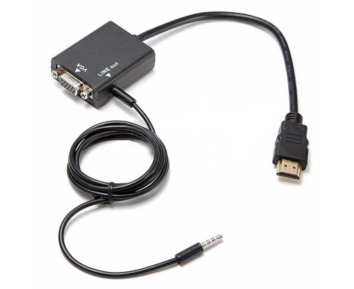 1080P HDMI-compatible to VGA Multi-Display Video Converter Adapter Cable for PC DVD HDTV - Black