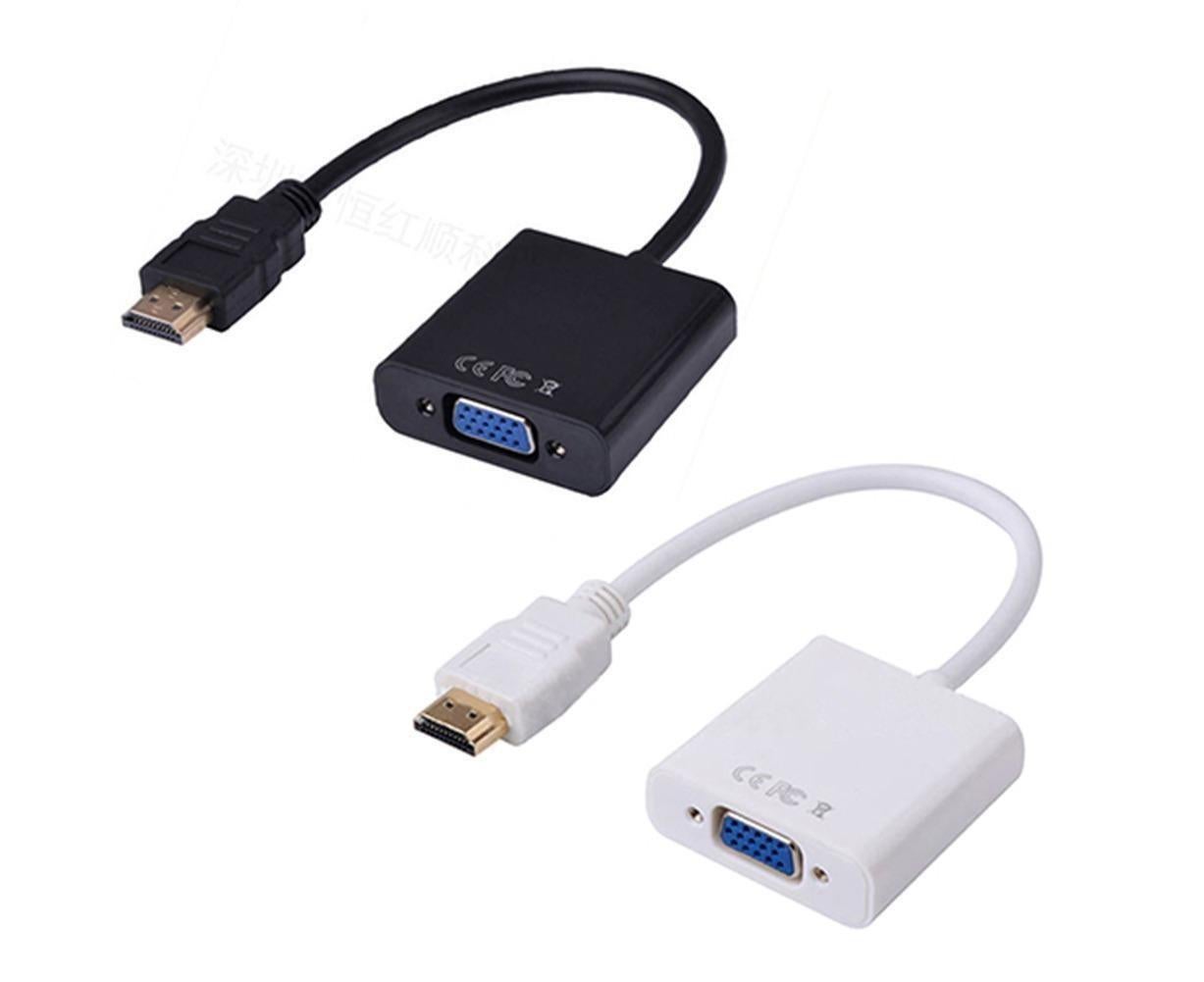 1080P VGA Male to HDMI-compatible Video Adapter Universal Gold Plated Female for PC HDTV - White