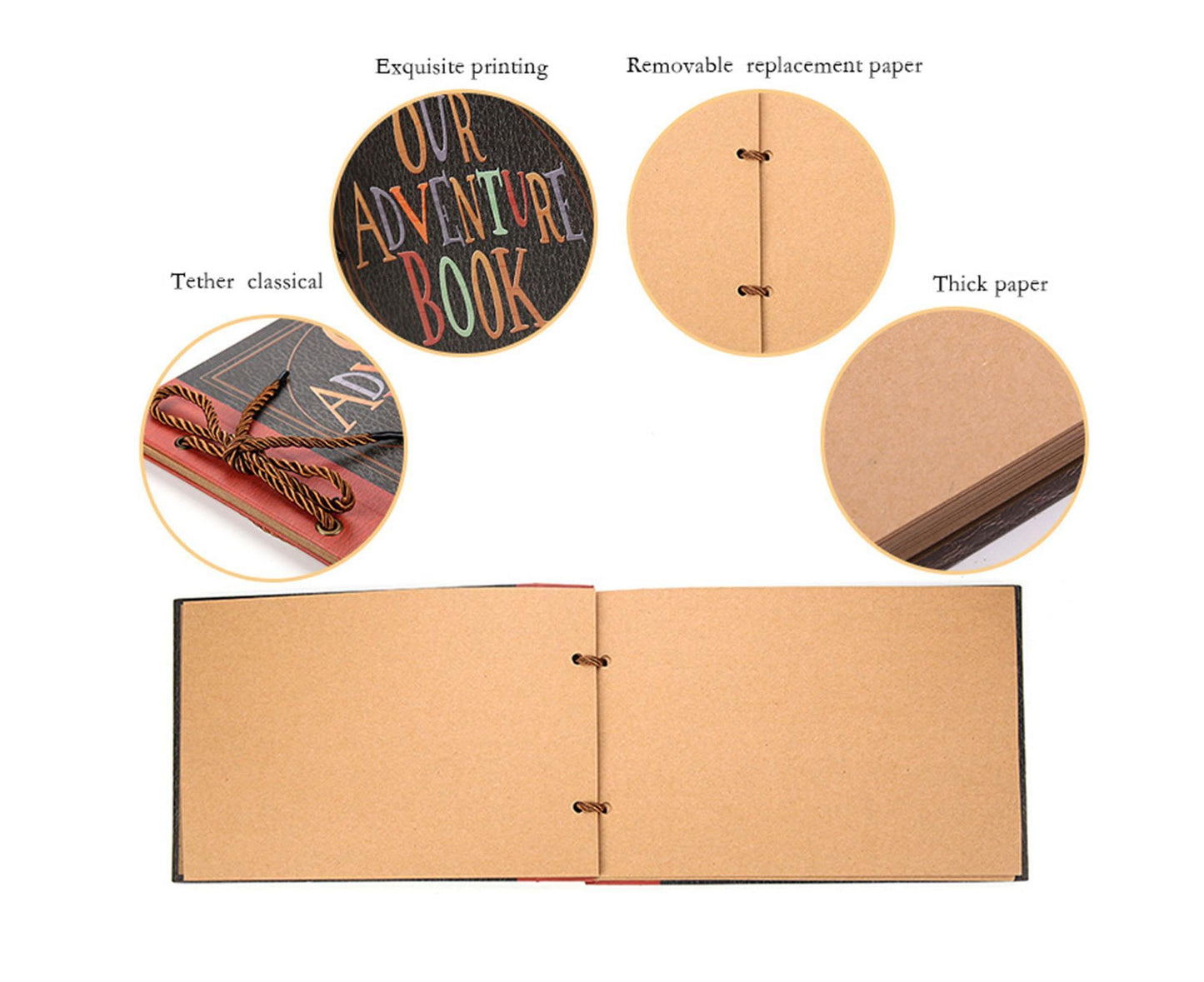 1 Set Photo Album Vintage Design Adventure Book Creative DIY Scrapbook Album for Weddings Travel Family