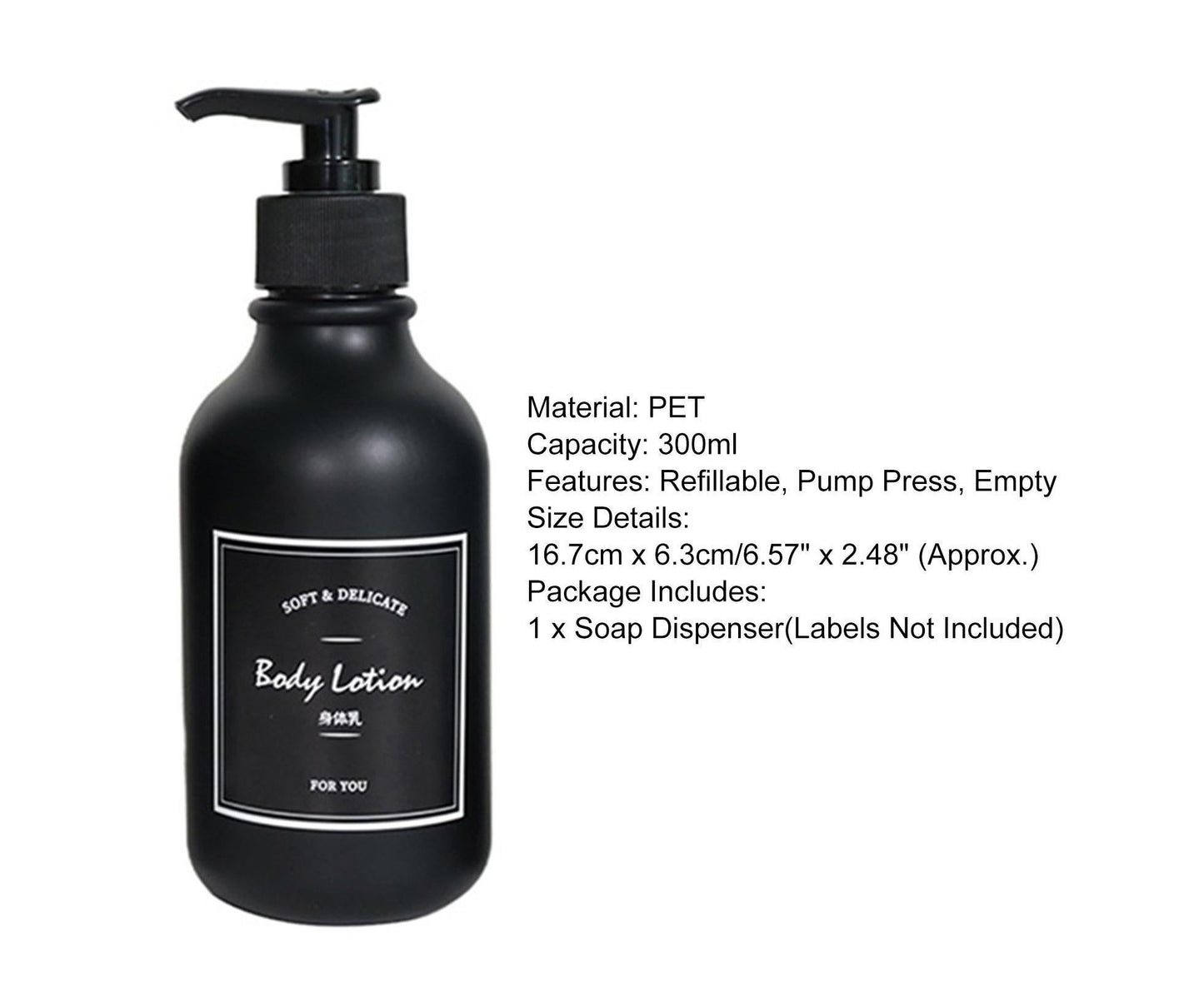 300ml Soap Dispenser Leak-proof Squeezable PET Pump Empty Shower Gel Bottle for Travel