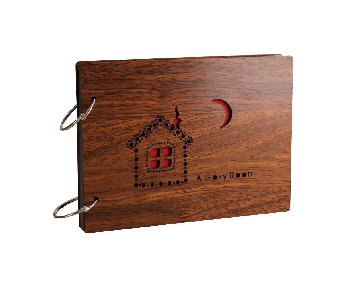8 inch Vintage Wood Cover Photo Album Book Black Pages Anniversary Scrapbook