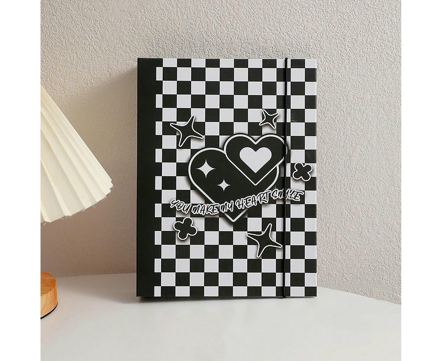 Photo Album with Lanyard 6 Holes Loose-leaf Type 3 Inches Album Collection Book Student Supplieslack White