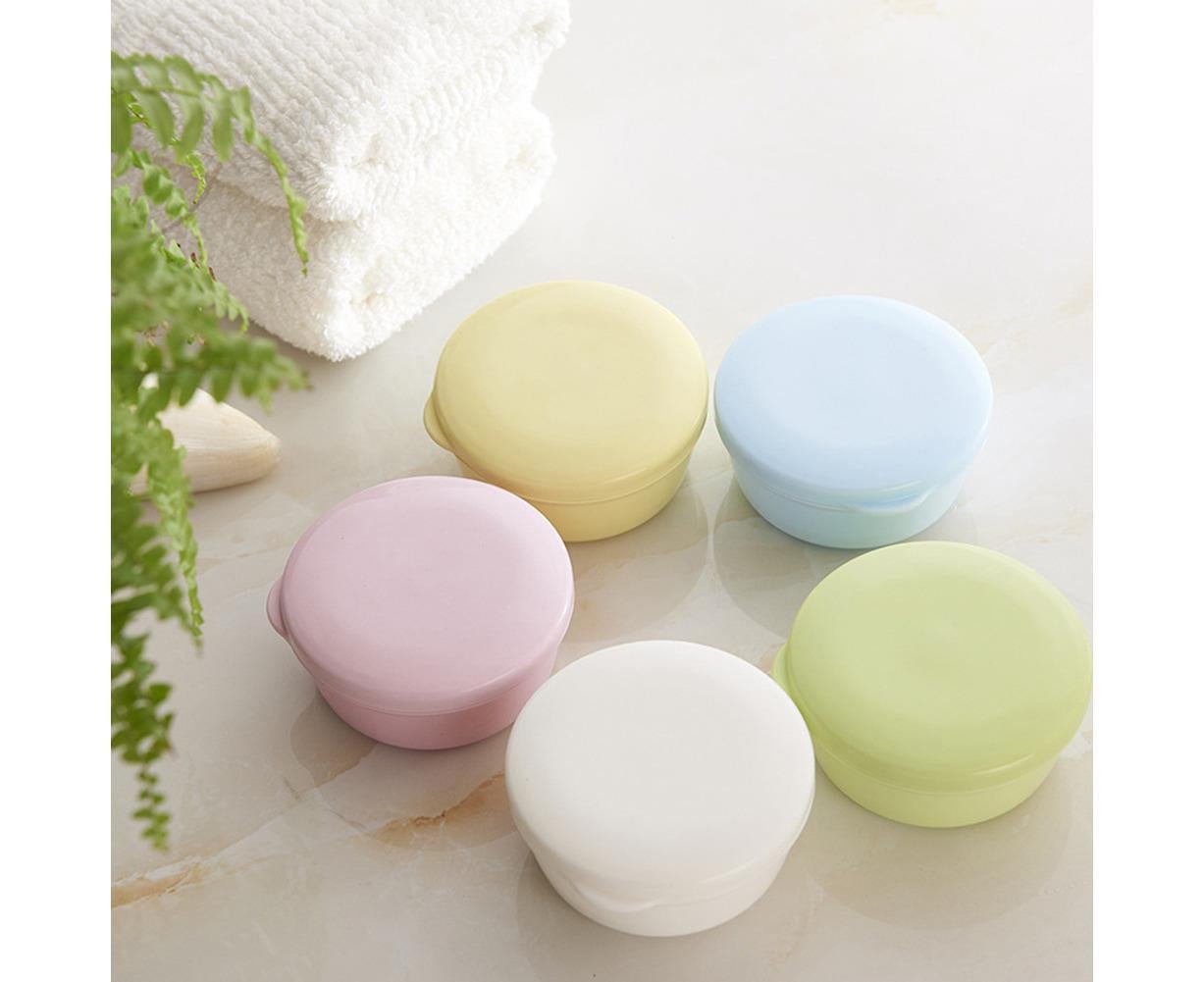 Portable Home Travel Round Plastic Bathroom Shower Soap Storage Seal Box Holder-Pink