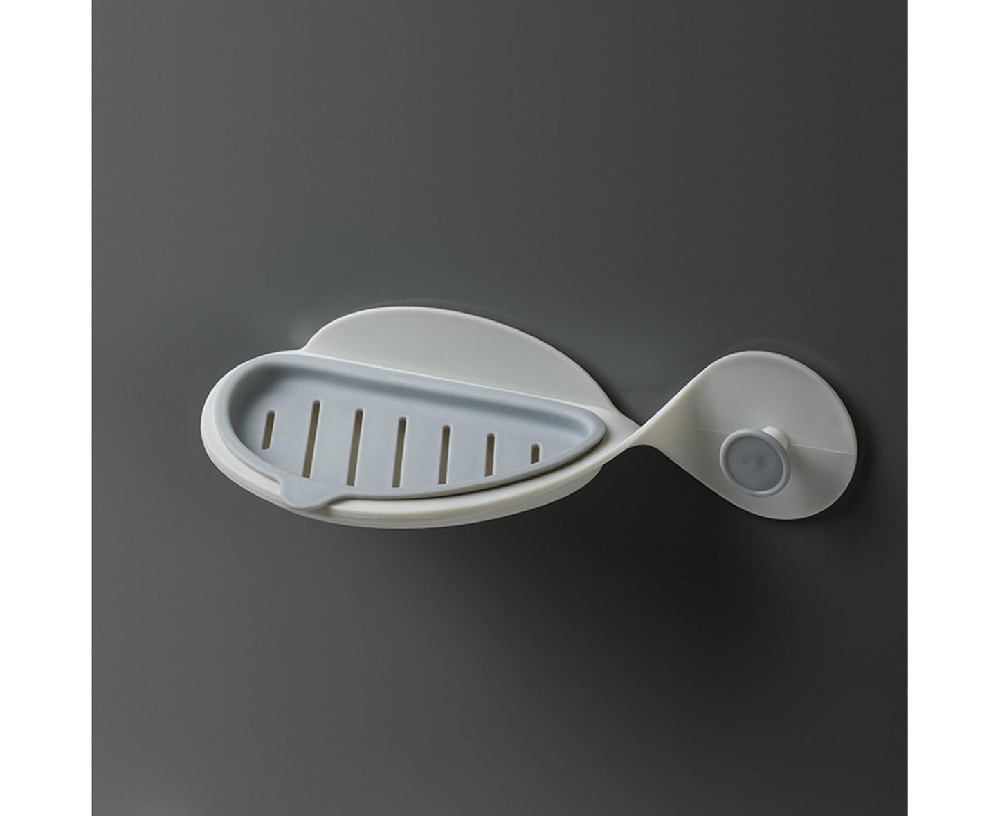 Punch Free Soap Tray Moisture-proof PP Whale Shape Wall Hanging Draining Soap Dish for Bathroom-Light Grey