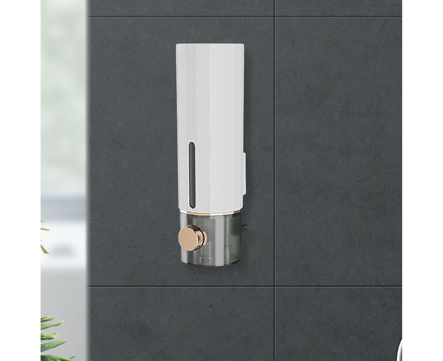 Soap Dispenser Wall Mounted Punch-free Visible Window Press Type Large Capacity Shampoo Conditioner Shower Gel Container for Bathroom-White